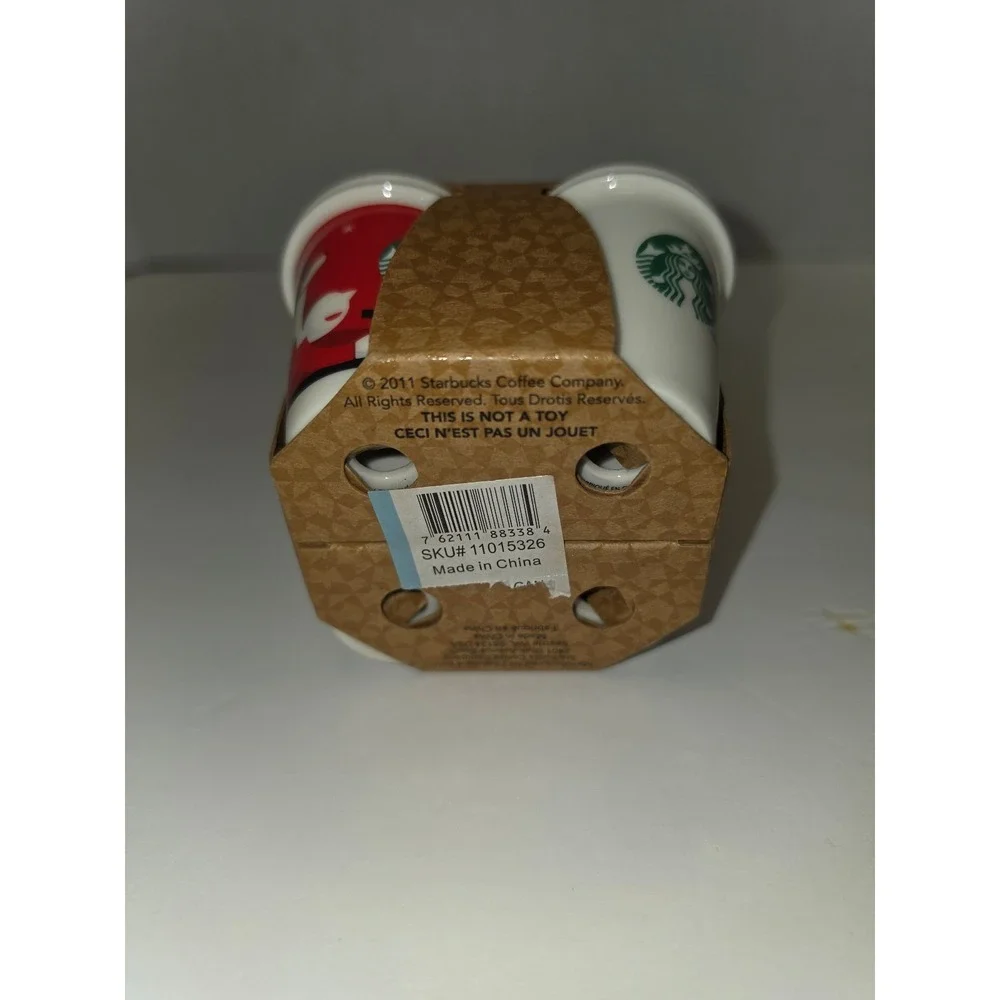 Starbucks‎ 2011 Holiday porcelain ornament set of four mini coffee cups new